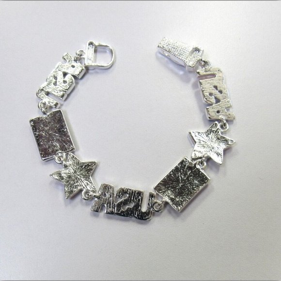 Silver Plated USA American Flag Patriotic Charm Bracelet W/ Magnetic Clasp - Picture 2 of 4